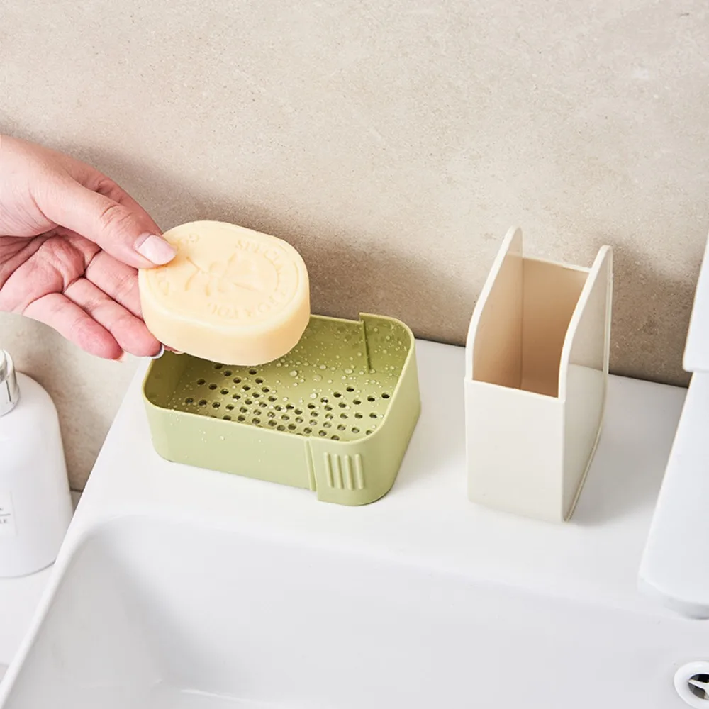 

Portable With Lid Travel Soap Box Plastic Box Easy To Carry Drainage Soap Box Drain Tray Soap Tray Bathroom Organization
