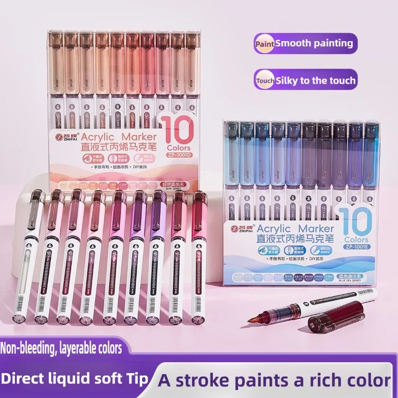 120/10 Colors Direct Liquid Acrylic Paint Pens Brush Color Marker Pen for Rock Stone Glass DIY Art Supplies Stationery PK LANGUO