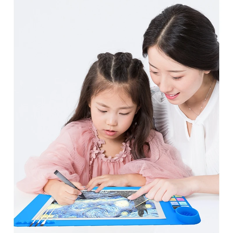 2-Pack Of Silicone Graffiti Painting Pads Clear Tracing Coloring Book Craft Pad Art Pad Color Palette Durable (Green)