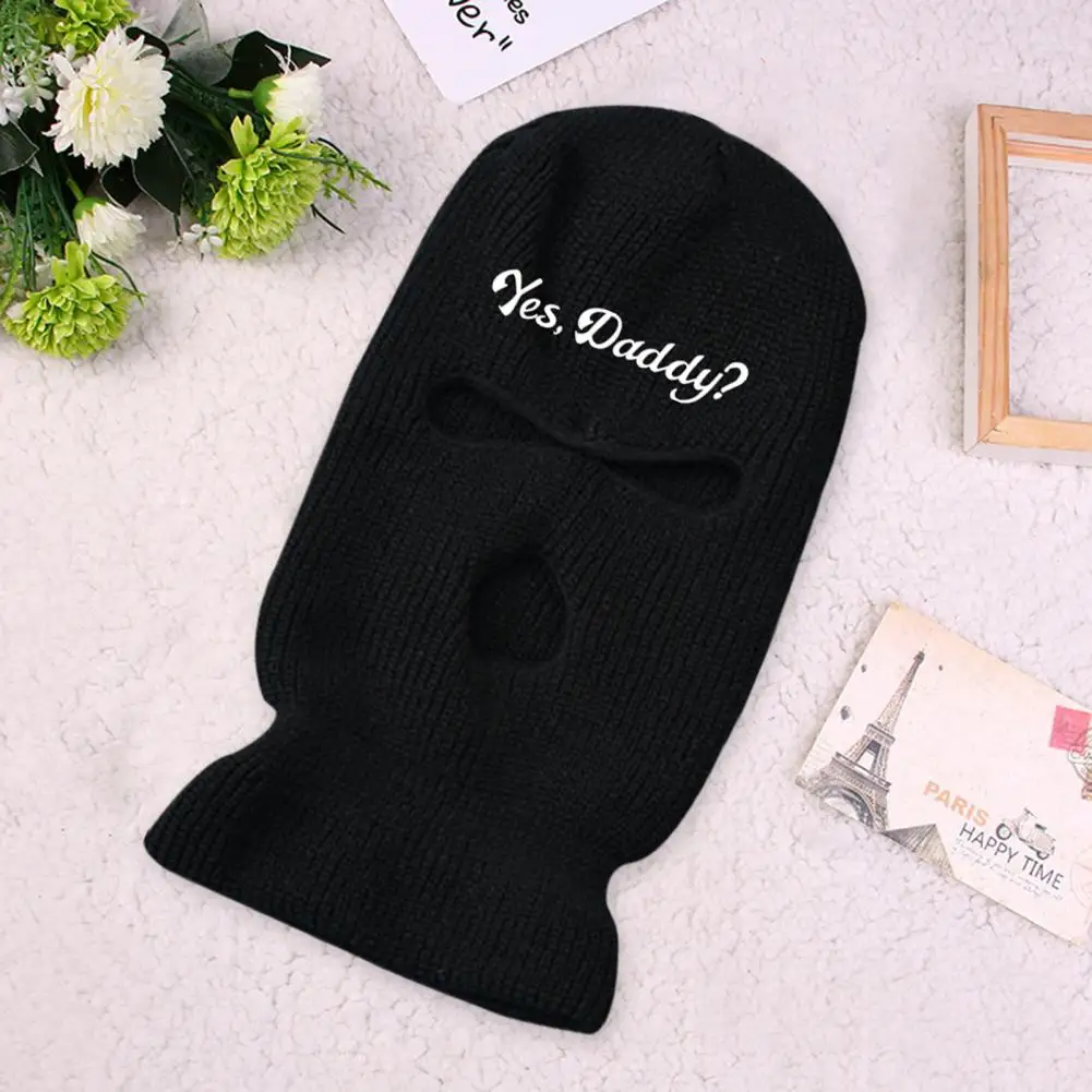 

Balaclava Three-hole Knitted Hood Knitted High Elasticity Cycling Face Hood for Fall Winter Outdoor Activities Unisex Solid