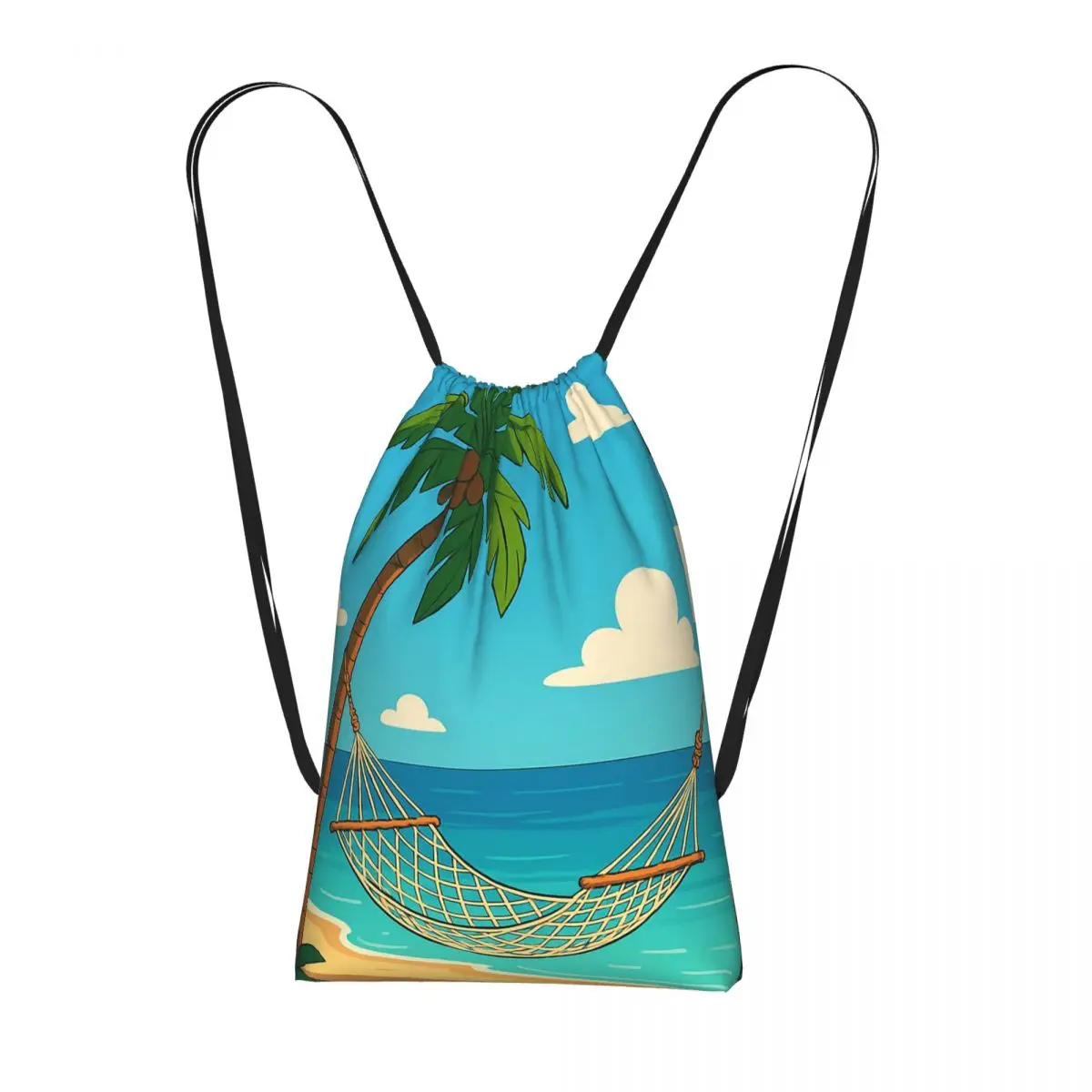 

Beach Hammock Pattern Backpacks Casual Drawstring Bundle Pocket Sundries Bag Book Bags for Travel School