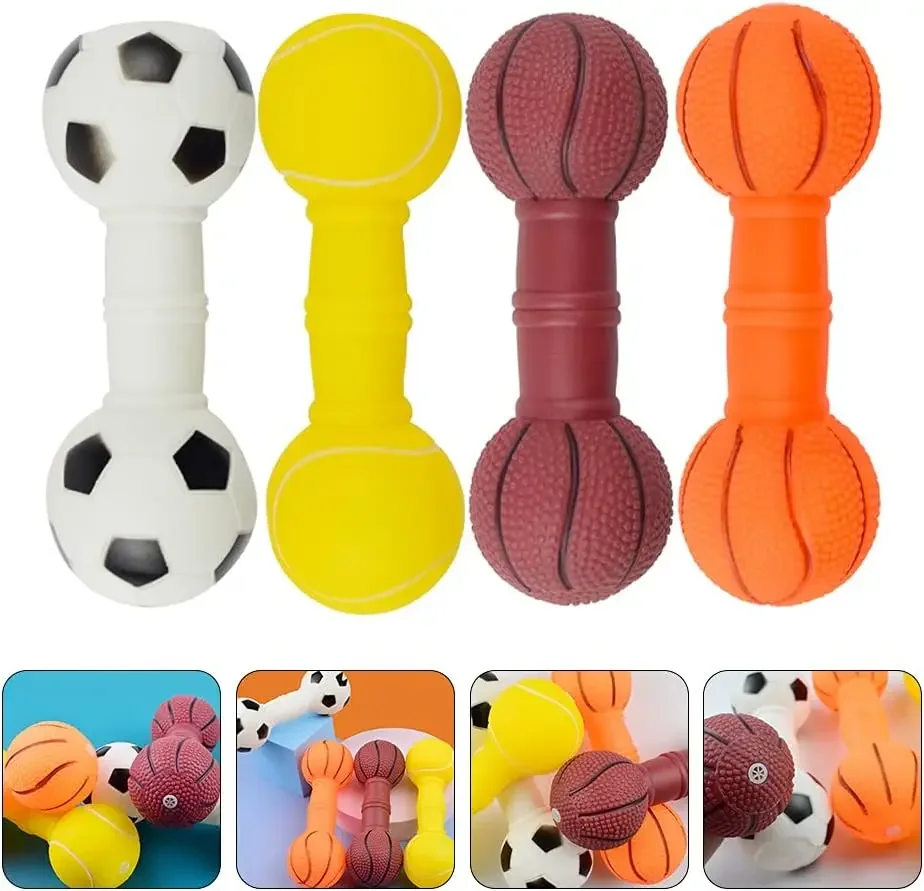 Dog Ball Toy Interactive Dog Toy Fun Giggle Sounds Football Basketball Shape Teeth Cleaning Bite Resistance Squeaky Dog Ball Toy