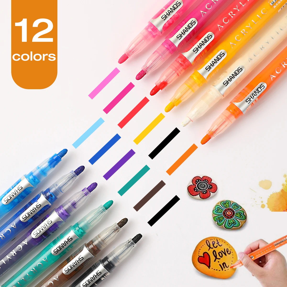 

12Colors, Acrylic Marker Set, Hand Drawing Graffiti Pens, DIY Water-Based Art Markers For Students,School Supplies