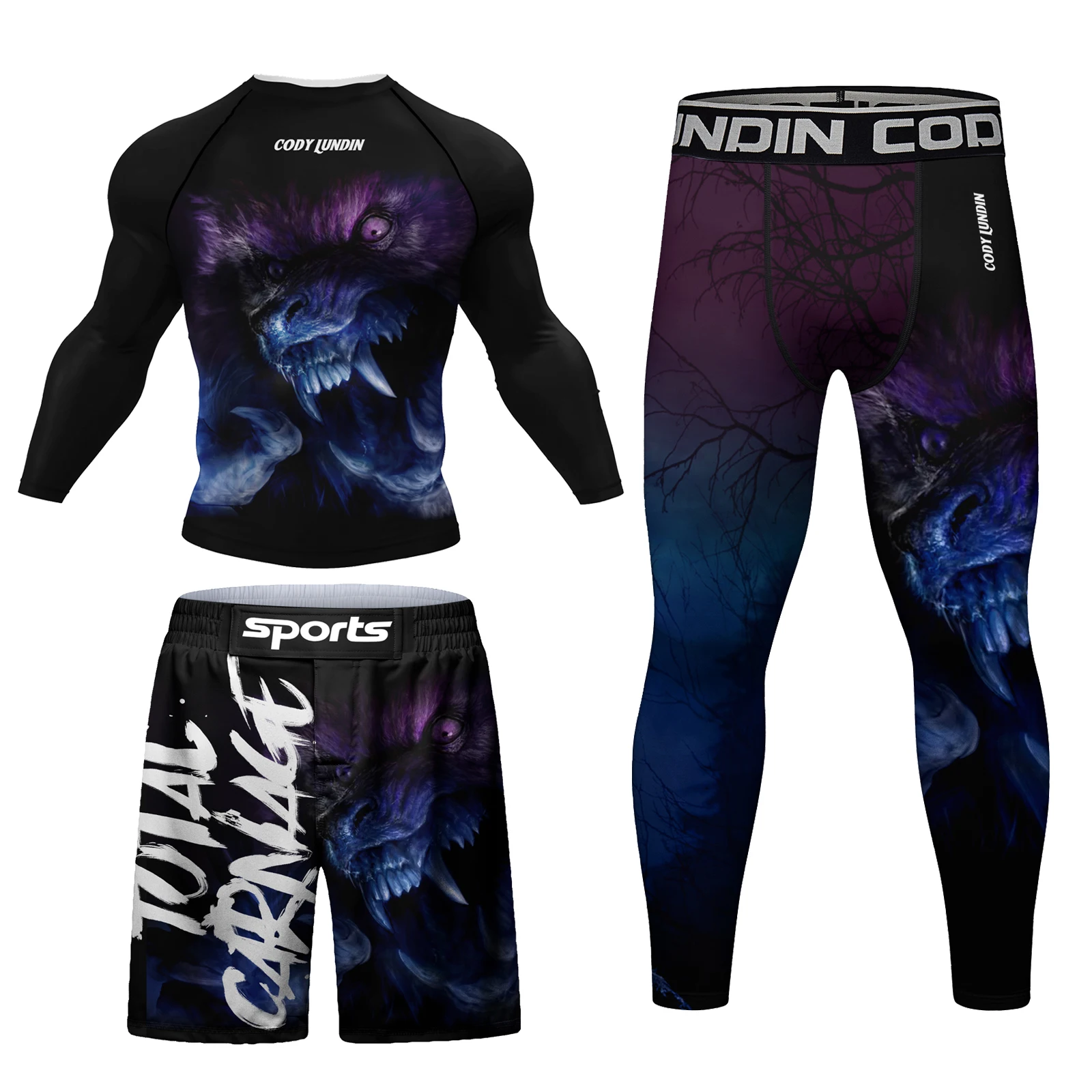 Own Factory Sublimation Printing Men's Sportswear Mma Bjj Jiu-Jitsu Figting Rash Guard Sets With Anti-Pilling Workout Clothing