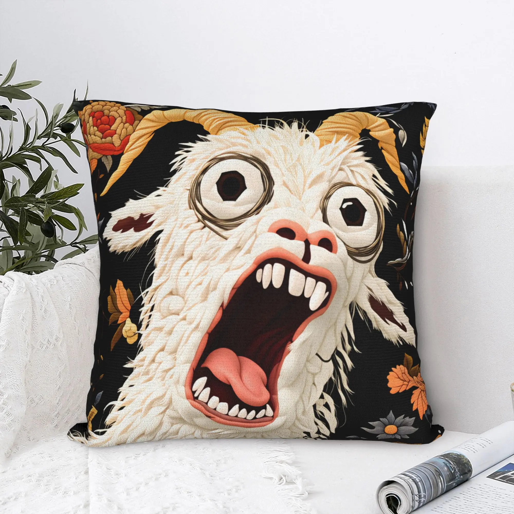 Screaming Goat Funny Meme Pillow Cover  Funny Pillow Case For Sofa Home Decor Comfy Pillowcases Gift