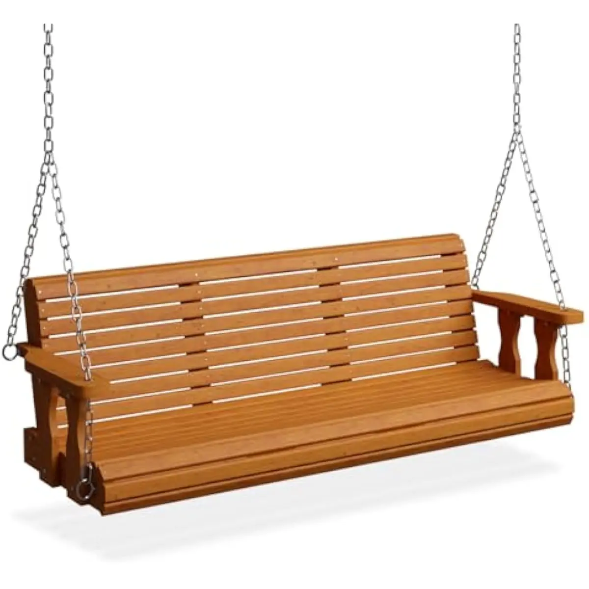 Premium Cedar Porch Swing 5 Feet with Adjustable Heavy-Duty Chains Ergonomic Contoured Seat Surface Finished for Durability Supp
