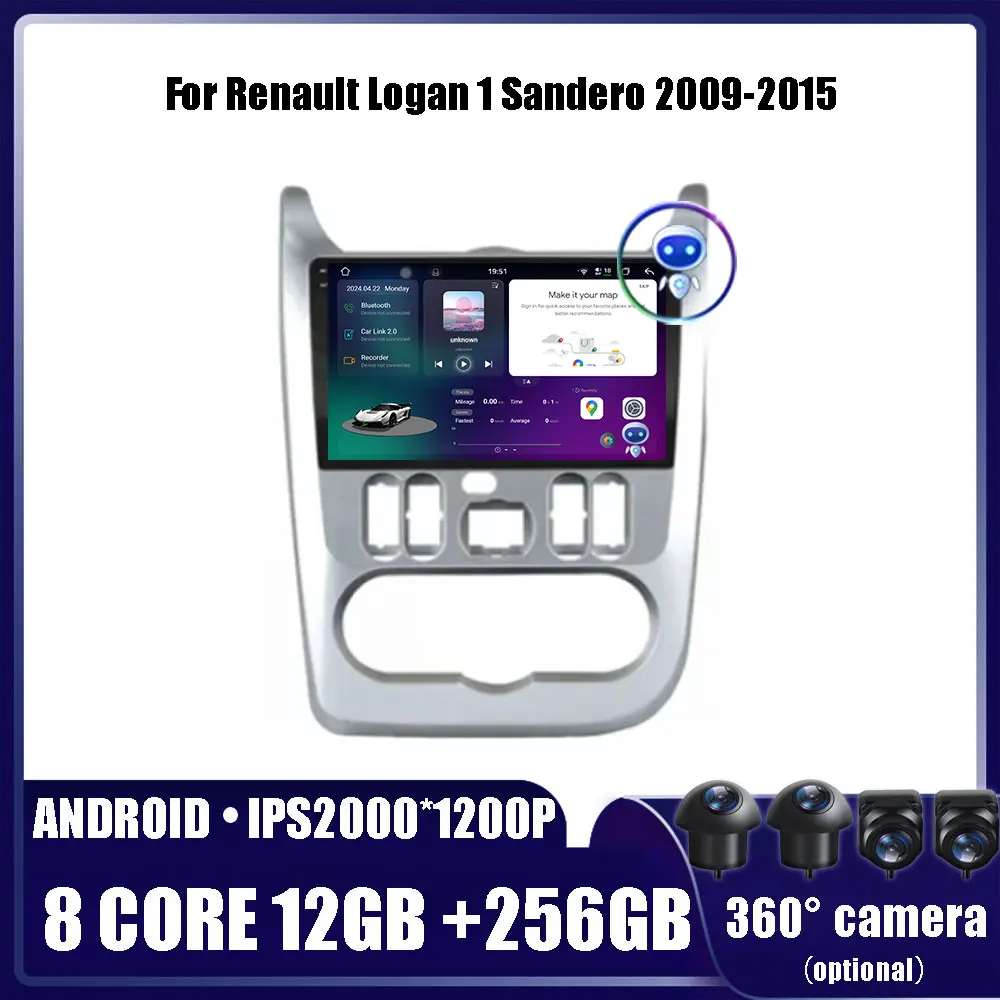 

Android OS for Renault Logan 1 Sandero 2009-2015 CarRadio Multimedia Video Player GPS Carplay QLED Screen Auto Stereo DVR 4G