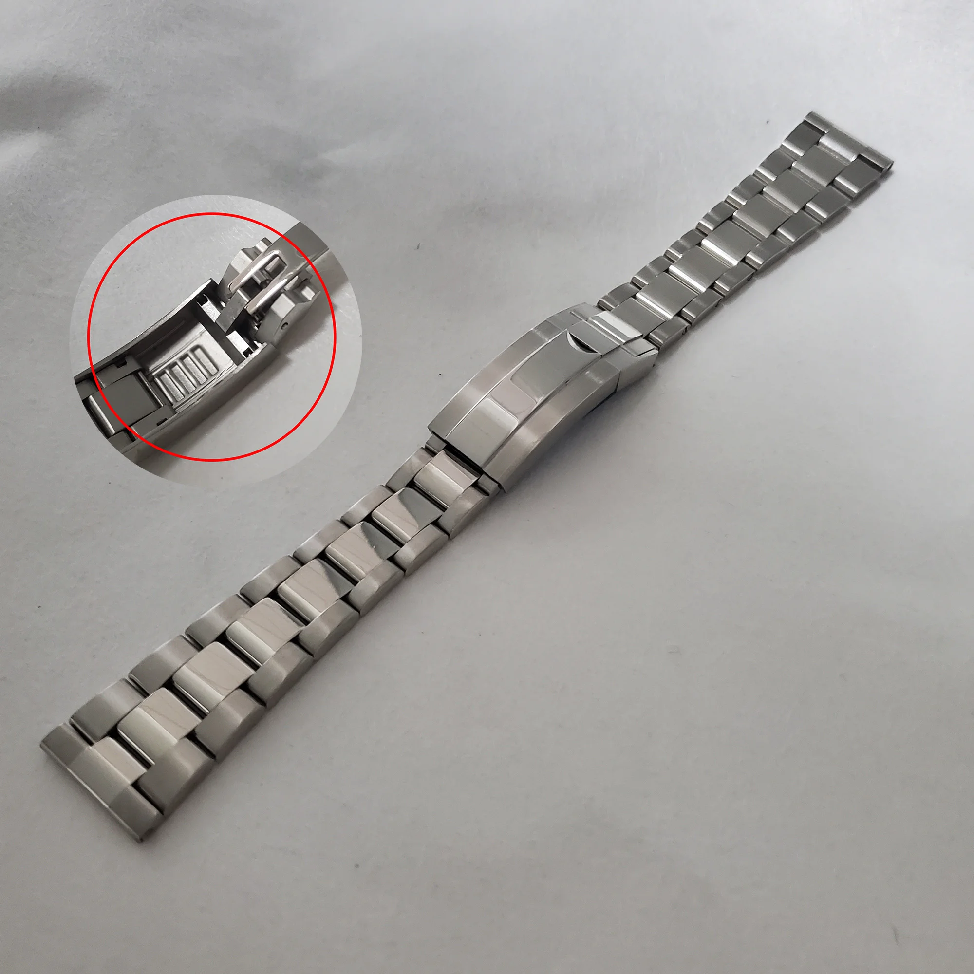 20 22mm Solid Straight End Screw LinksSilver Middle Polish Glide Lock Clasp Steel Watch Band Bracelet For Rolex SUBMARINER Strap