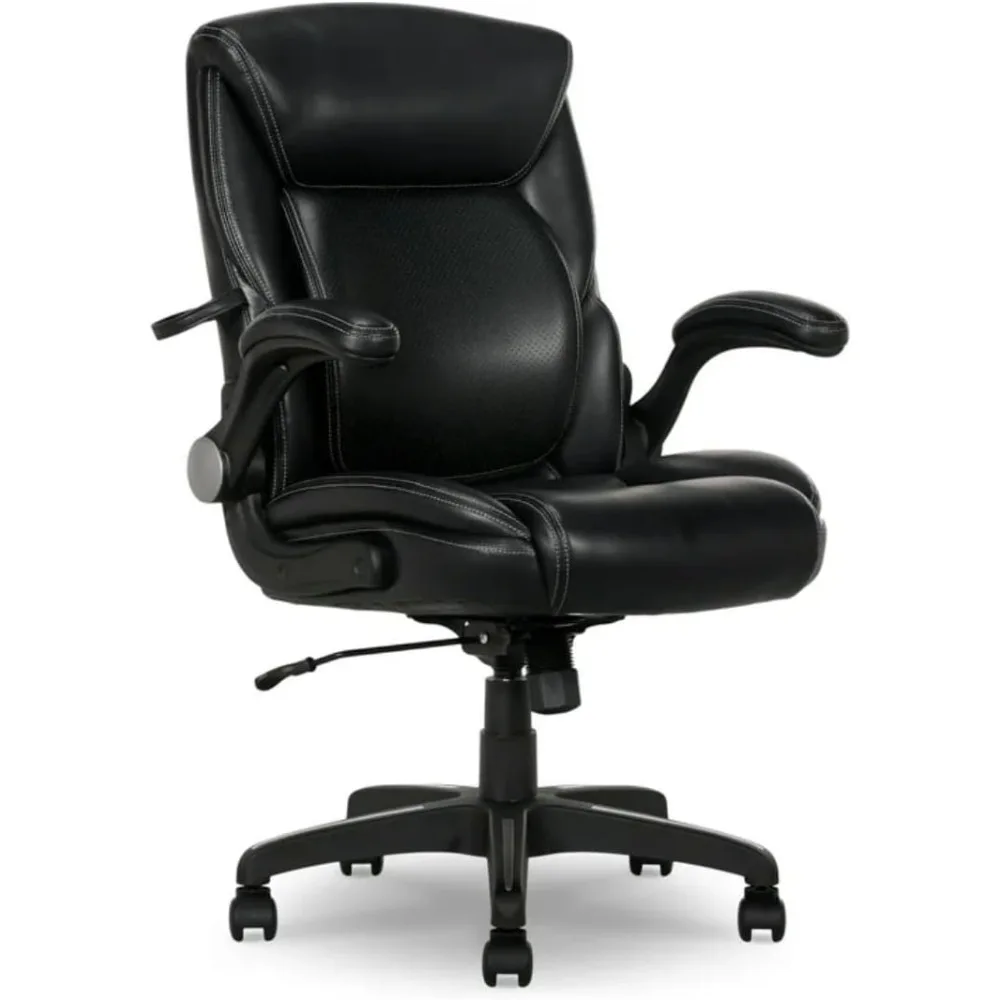 كرسي مكتب مدير مقعد الذاكرة والإسفنج مع دعم قطني هوائي - جلد أسود، راحة مريحة للتنفيذيين #5