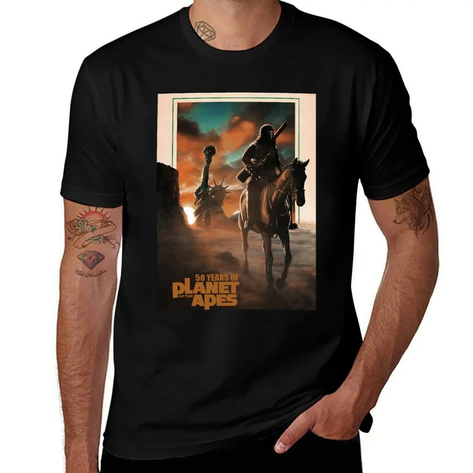 

50 Years Of Planet of the Artwork Apes T-Shirt man t shirt designer t shirts for man pack cotton
