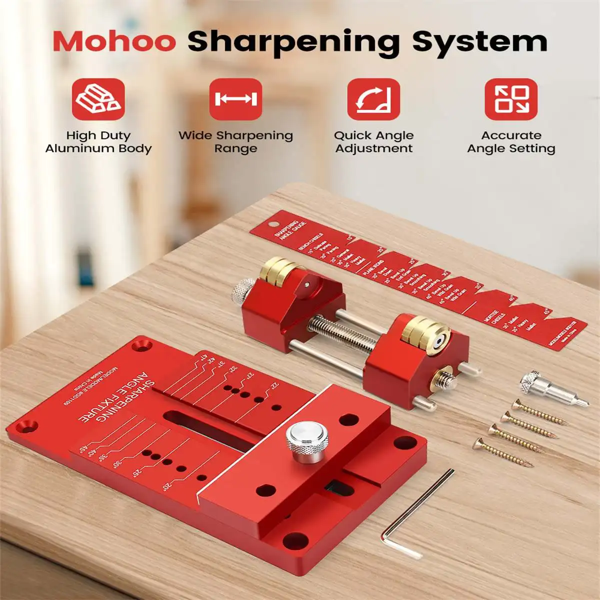Mohoo GD1109 Sharpening System Honing Guide Sharpening Holder Angle Fixture Angle Gauge for Woodworking Chisel