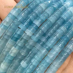 Rondelle Natural Stone Chalcedony Aquamarine Color 3x6MM Flat Round Spacer Beads for Jewelry Making DIY Bracelet Accessories