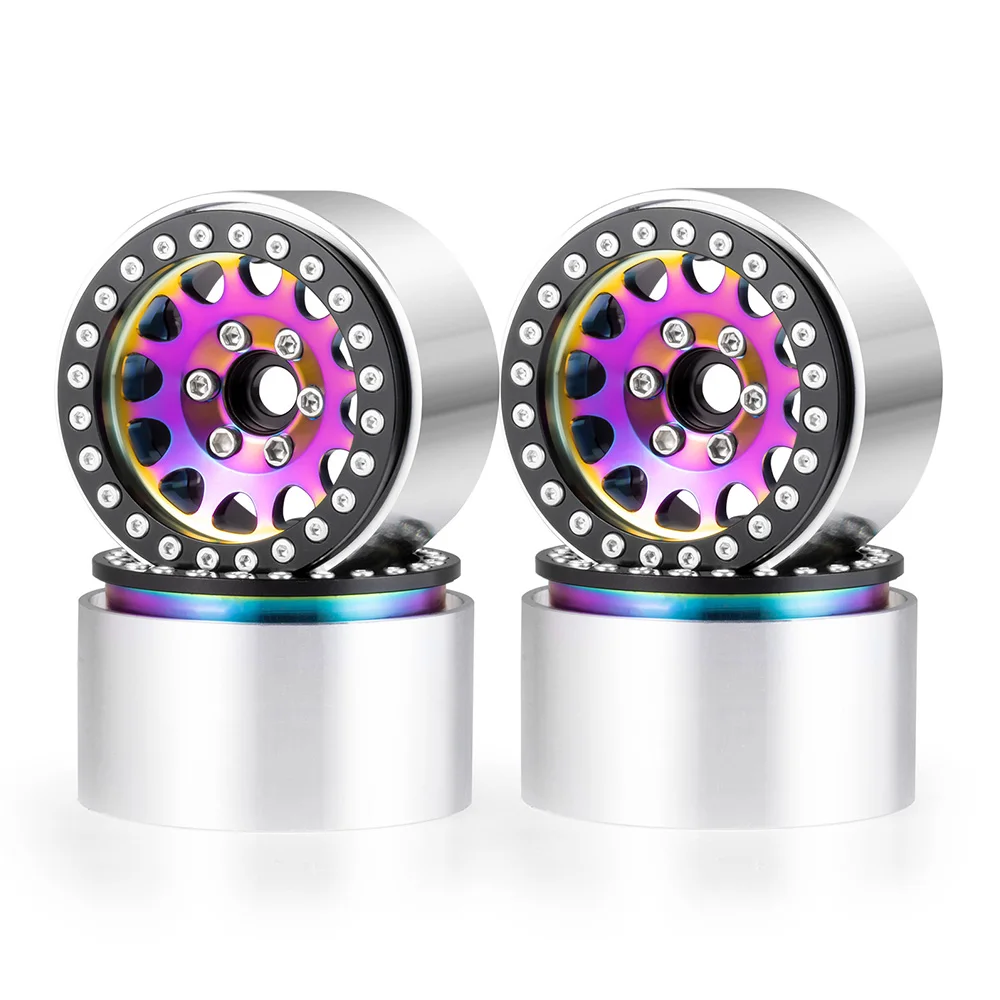 AXSPEED 4PCS Alu Alloy 1.9 2.2Inch Beadlock Wheels Rim Colorful Hubs for 1/10 RC Crawler Axial Wraith SCX10 TRX4 TRX6 D90 CC01