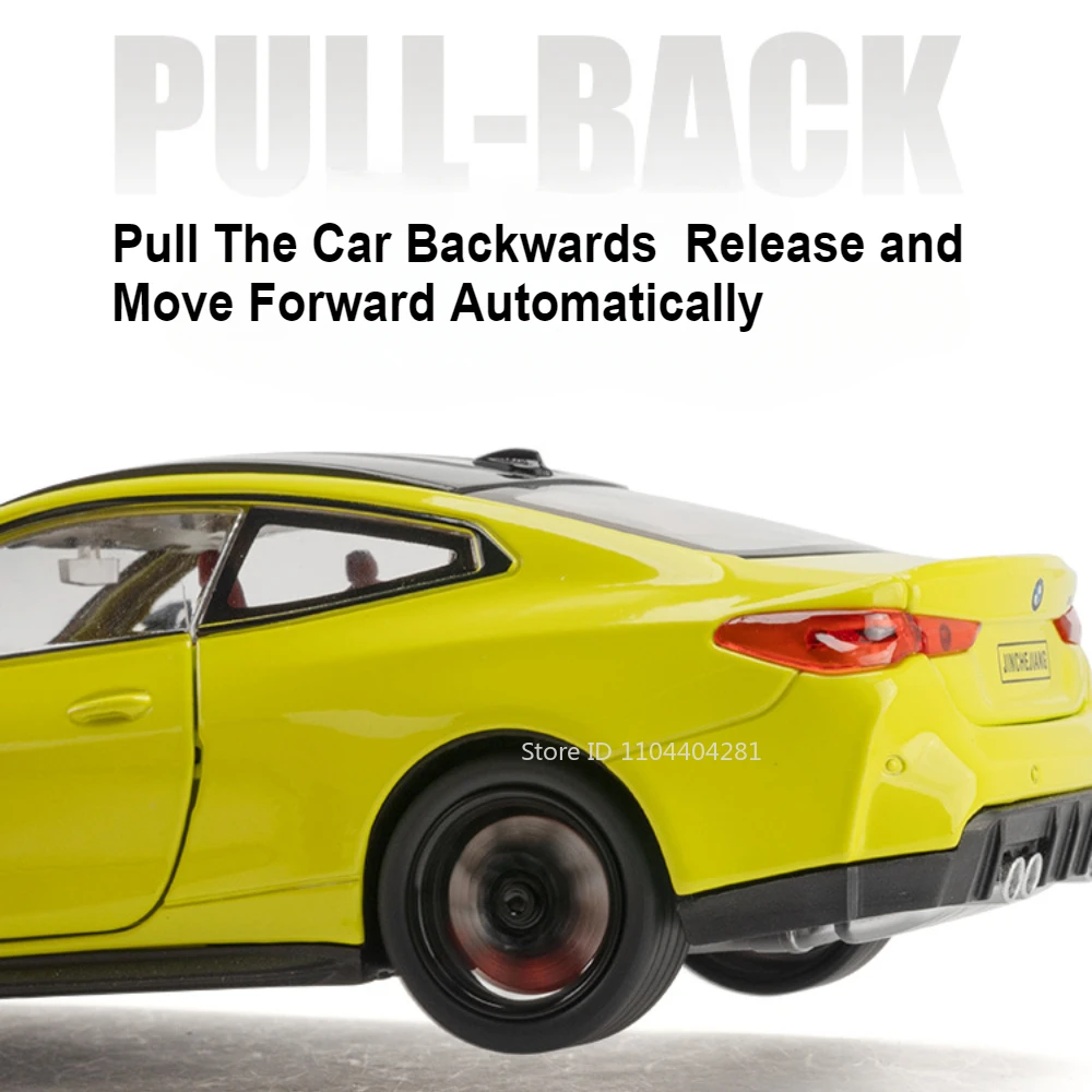 1:24 M4 M3 juguetes en miniatura, coche de aleación fundido a presión con sonido, luz, puertas extraíbles, ruedas delanteras abiertas, vehículos de dirección, regalo para niños