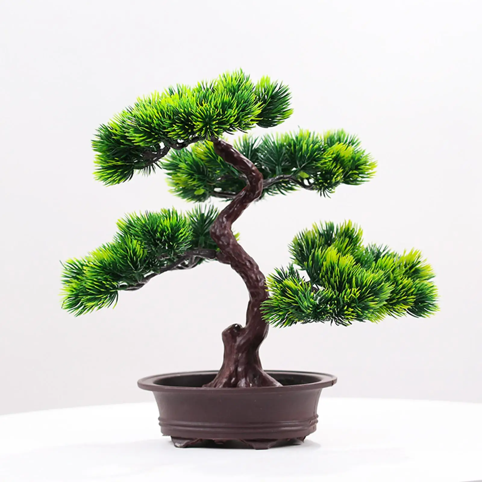 Artificial Bonsai Tree Welcoming Pine Potted Simulation Bonsai For Bedroom Farmhouse Home Green Plant Display Decoration