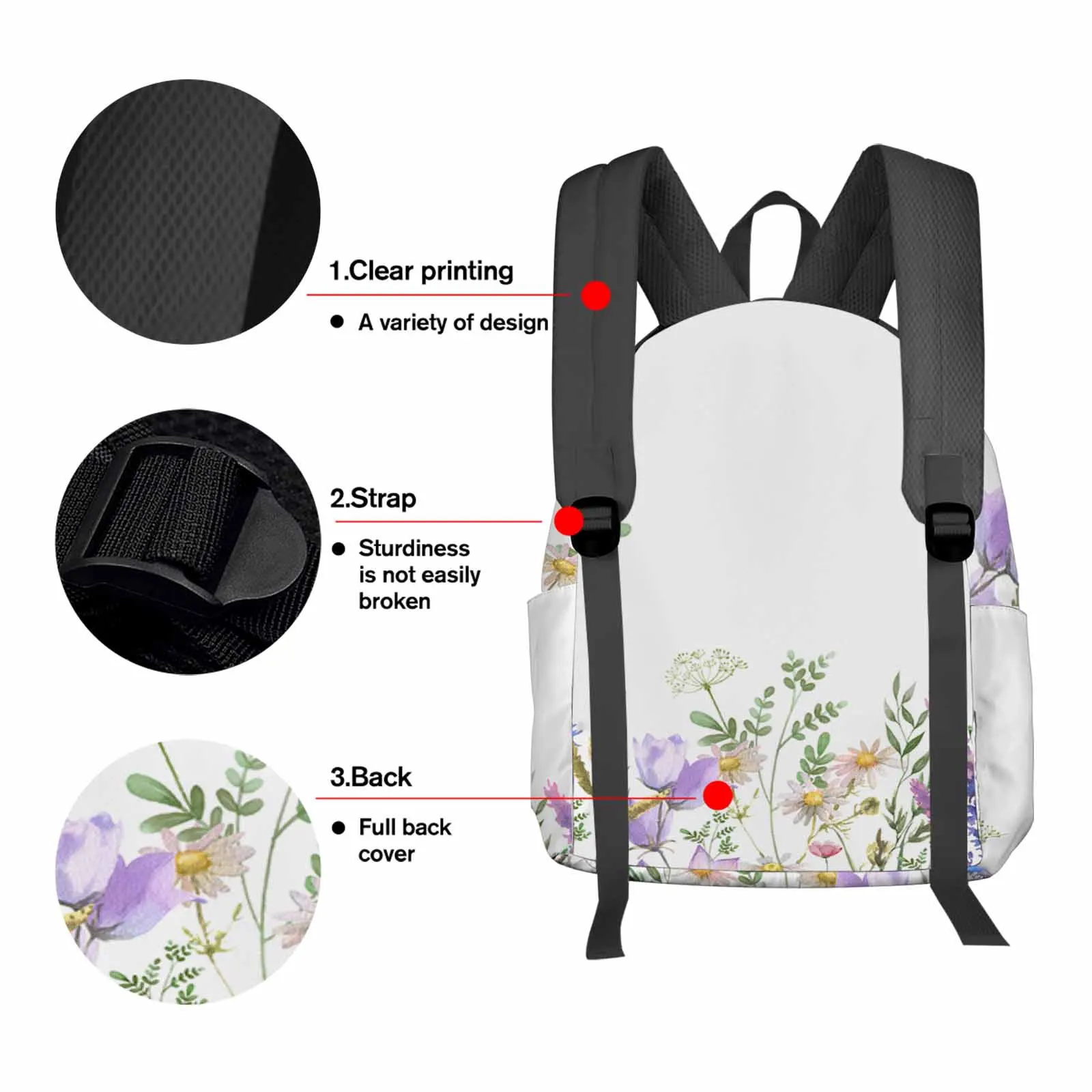 Plant Flowers Lavender Backpack Teenagers Student School Bags Laptop Custom Backpack for Men Women Travel Bag image 4