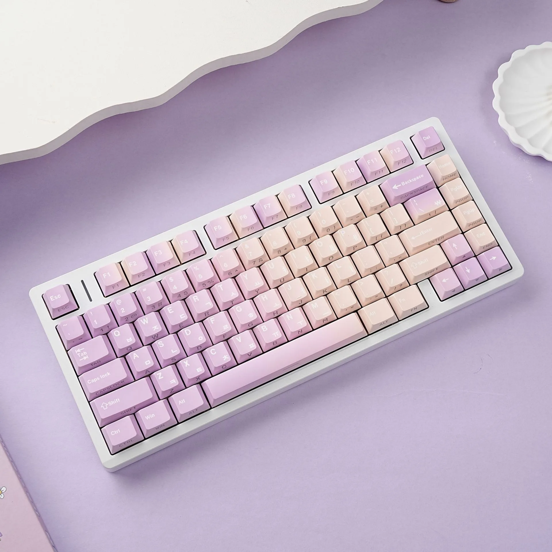 

Колпачки для механической клавиатуры Cherry Profile PBT с градиентной расцветкой, с боковой печатью, на корейском, испанском, французском, японском, русском, немецком языках.