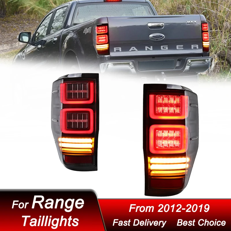 Car styling LED Tail Lights For Ford Ranger 2012-2019 to new style full LED Dynamic Turn Signal Light Tail Lamp Assembly