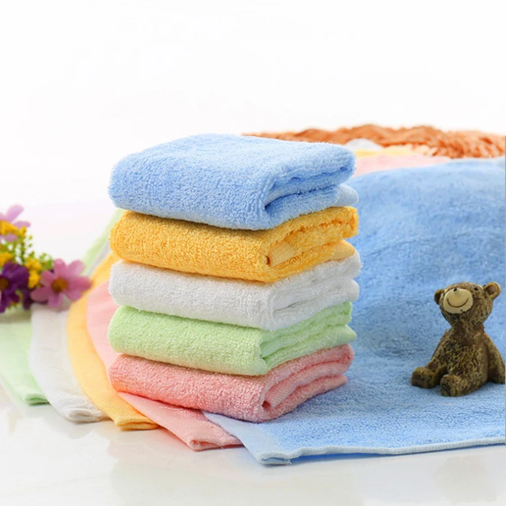 2pcs/lot Bamboo fiber towel 25x25 absorbent square saliva towel, soft and antibacterial cleaning tool