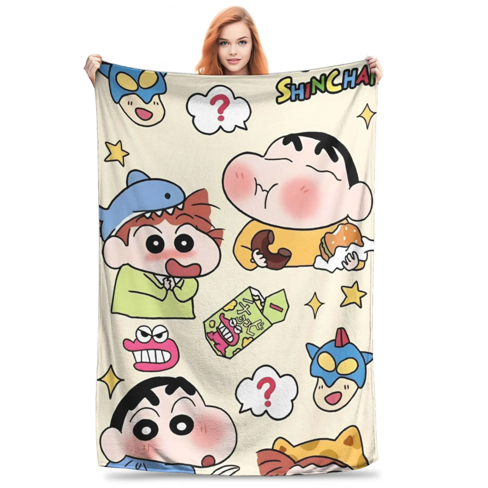 Crayon Shin-chans Cartoon Anime Print Blanket For Men Women Cozy Soft  Throw Blankets for Sofa 50x60 Inches Multi-size