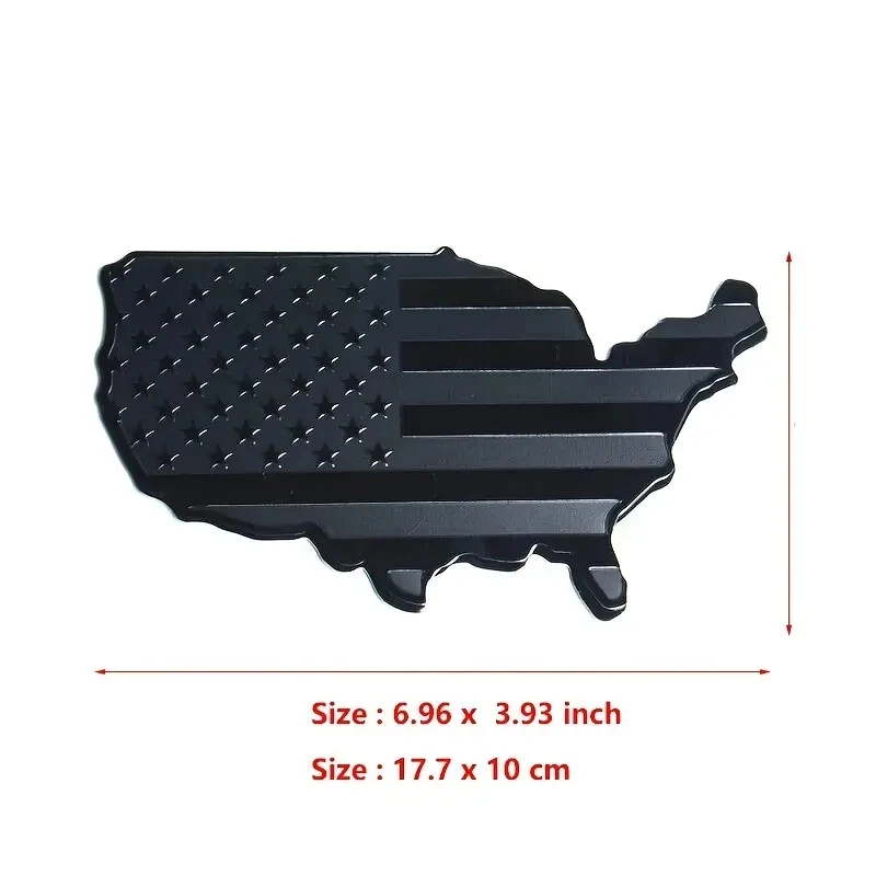 Amerykańskie emblematy USA Flaga Mapa Naklejka na samochód, Metalowa naklejka-emblemat na bagażnik samochodu, Naklejka na samochody, motocykle, rowery — zdjęcie 2
