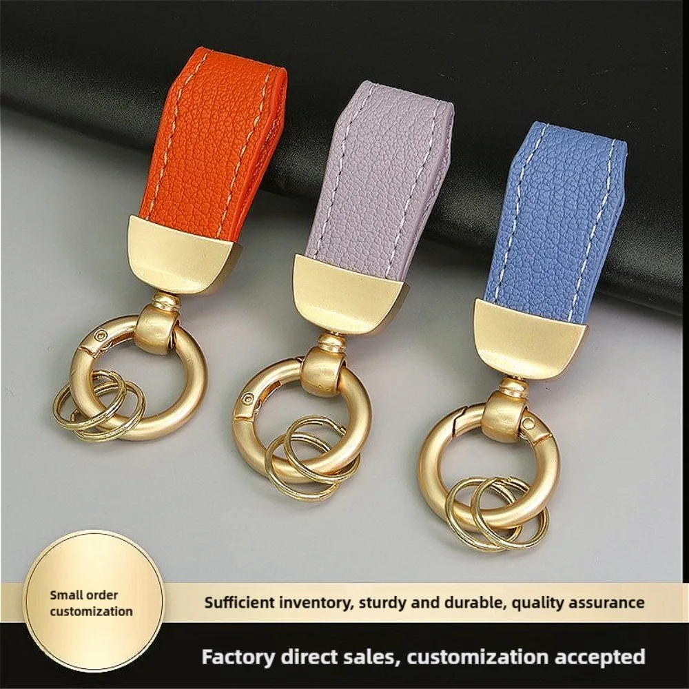 

Short Leather Keychain for Men and Women Personalized Custom Logo Name Car Key Chain Ring Laser Engrave Father's Day Gift