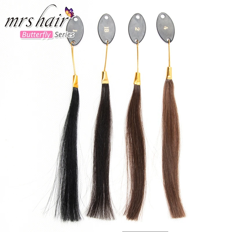 MRSHAIR cincin warna untuk Salon Non Remy rambut manusia 20 warna Bagan Swatch pengujian warna rambut sampel пbikini