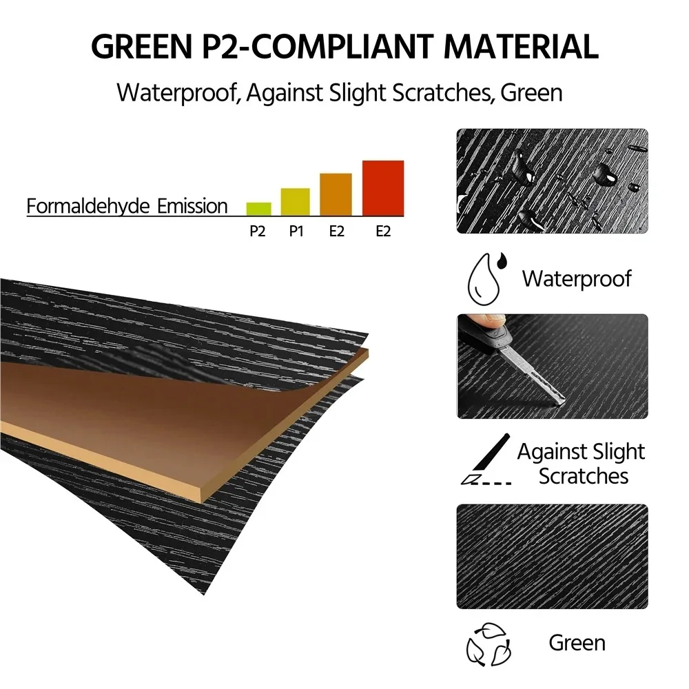 Wooden Home Office Computer Desk with Drawers and Keyboard Tray, Black