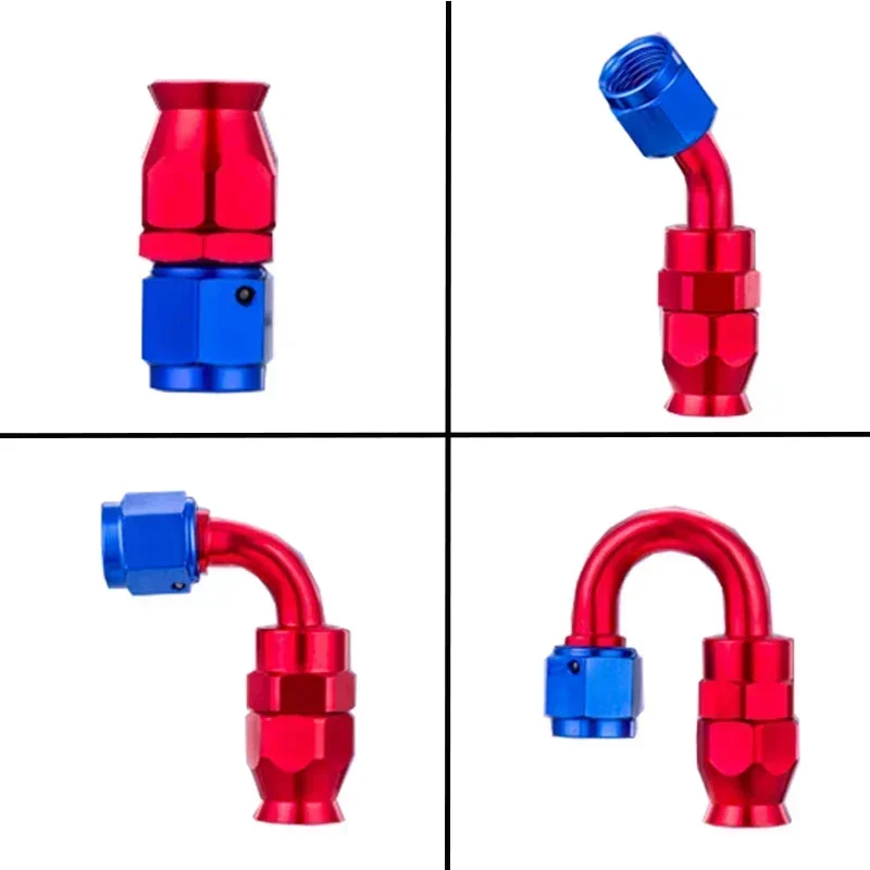 12 Uds AN3 AN4 AN6 AN8 AN10 AN12 recto 0 45 90 grados adaptador de accesorios de extremo de manguera reutilizable para línea de combustible de aceite giratoria PTFE E85
