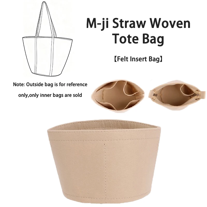 

Органайзер с фетровой вставкой EverToner для соломенной тканой сумки M-ji, внутренняя сумка для макияжа, подходит для роскошных сумок, аксессуаров для женщин