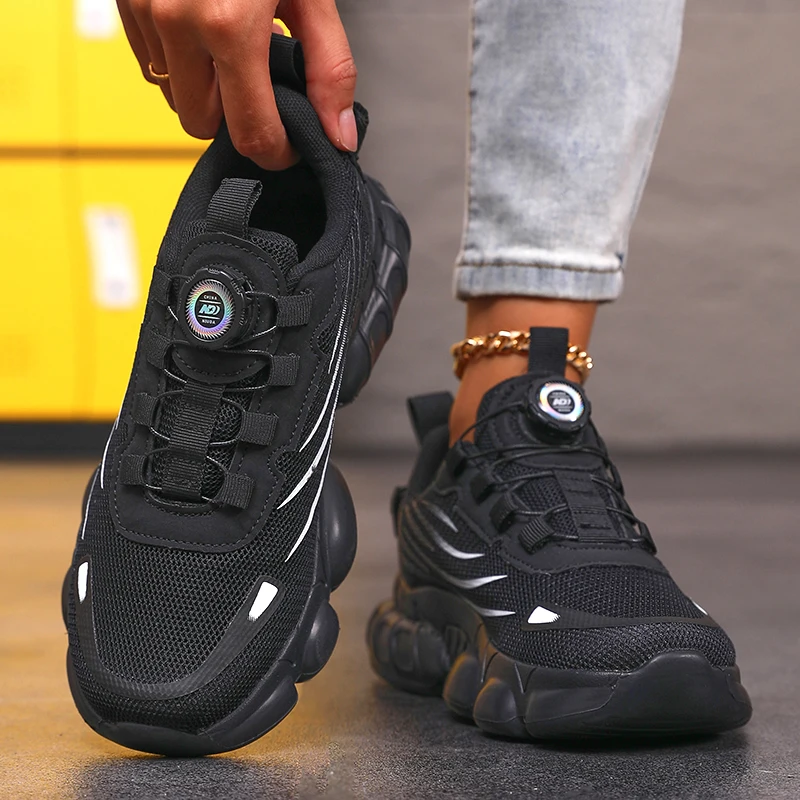 Atmungsaktive Mesh-Laufschuhe für Damen, rutschfeste, verschleißfeste Arbeitsschuhe, robuste, bequeme Turnschuhe, Twist-Schnalle, kein Schnürdesign – Detail 9