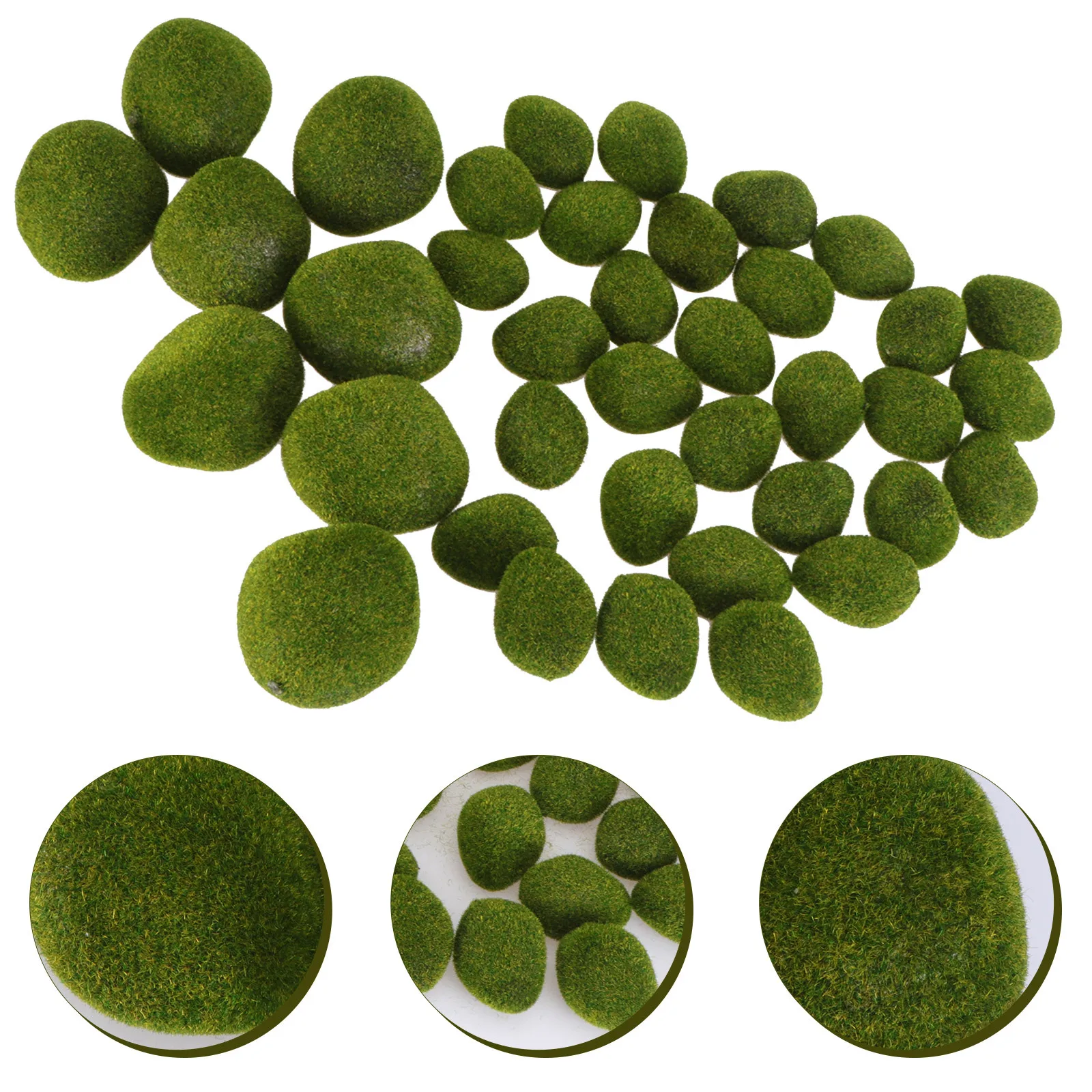 

38Pcs Fake Mossy Stone Decor Lightweight Design Fine Workmanship Garden Scene Landscaping Ornament Fake Stone Adornment