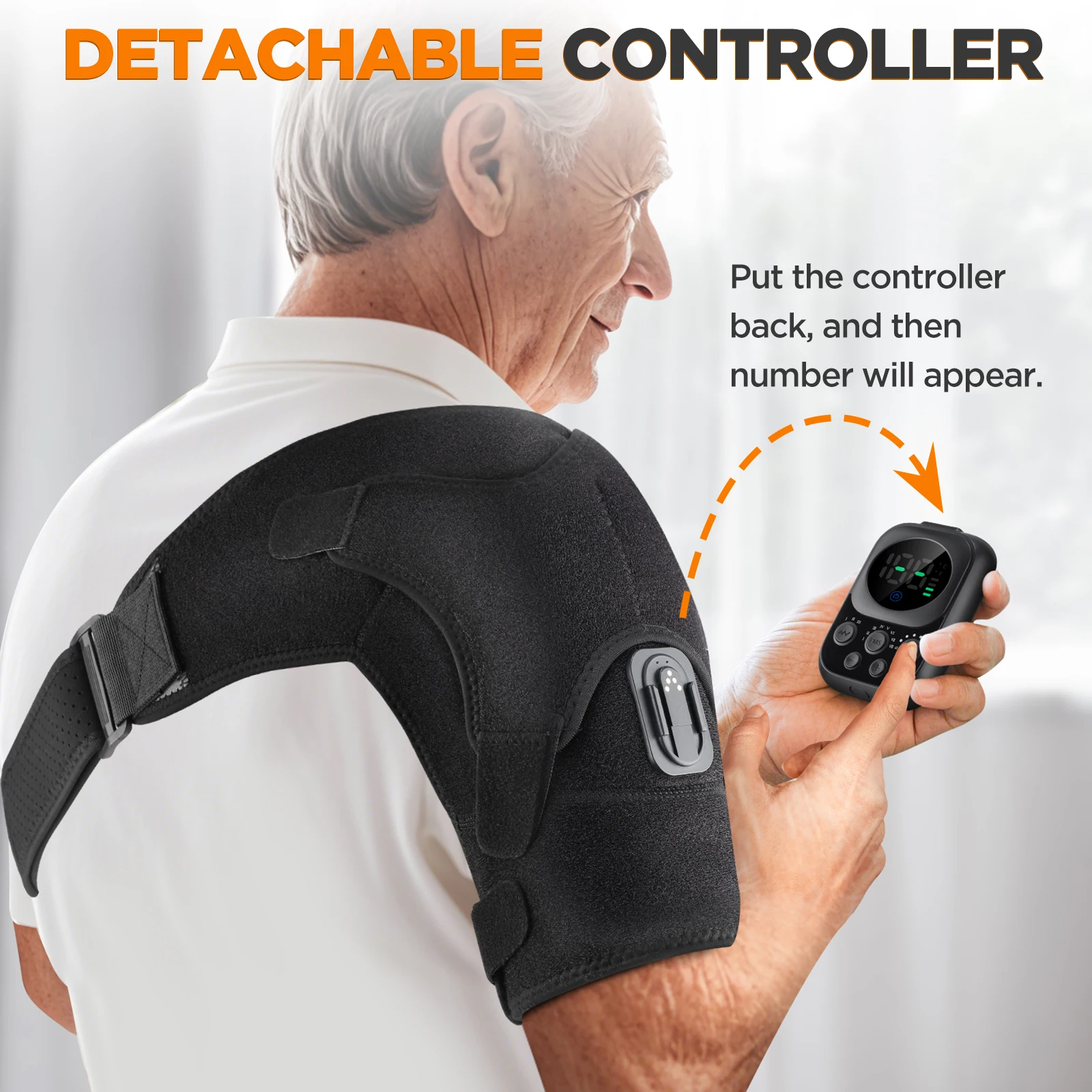 APP Control Unisex Wireless Heating Shoulder Brace Belt Adjustable 3-Speed Vibration Massage Support Wrap view 6