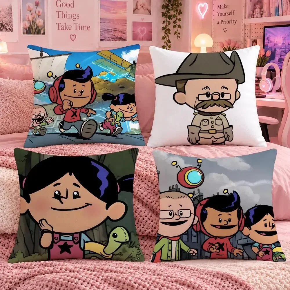 Cartoon X-Xavier Riddle and the Secret Museum Cushion Cover Double Sided Print Short Plush Pillow Sofa Bedroom Dorm Room Gift