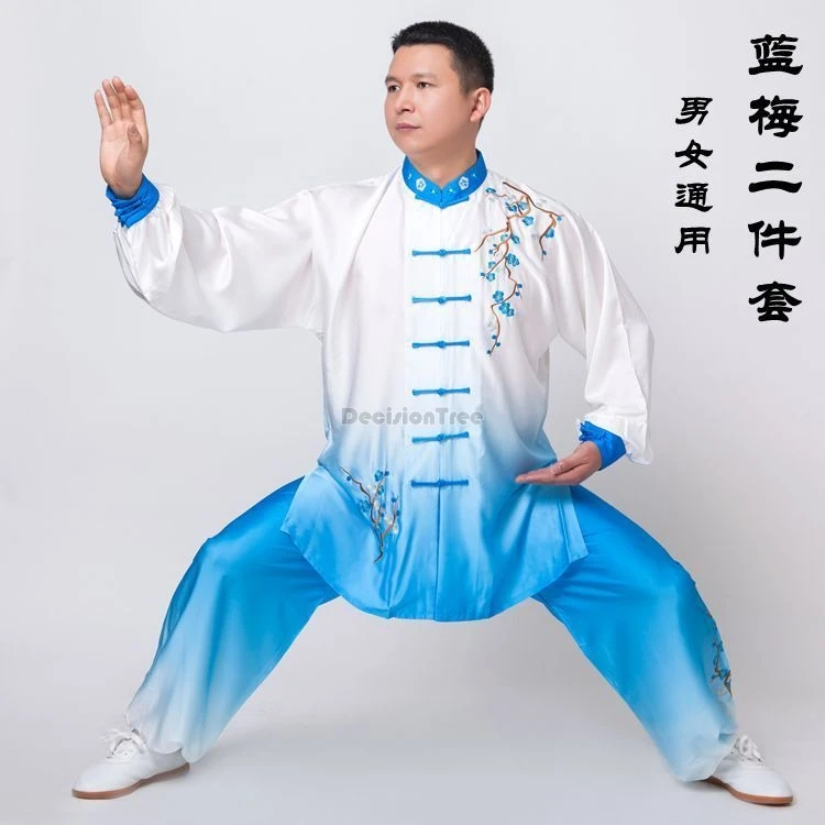 Robe de compétition de performance de tai chi pour hommes et femmes, fleur de prunier, changement progressif, ensemble de pratique en trois pièces, nouveau, 2024