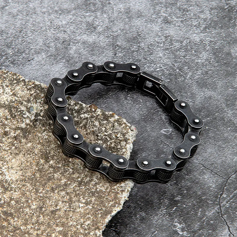 MKENDN Punk Men Biker Chain Bracelet Motorcycle Bicycle Style Chain Link Bracelets Male Stainless Steel Bangles Jewelry