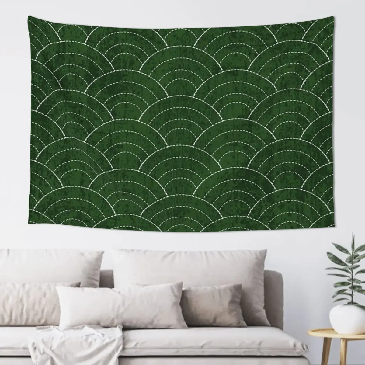

Green Japanese pattern Tapestry Outdoor Decor Room Decor Aesthetic Tapestry