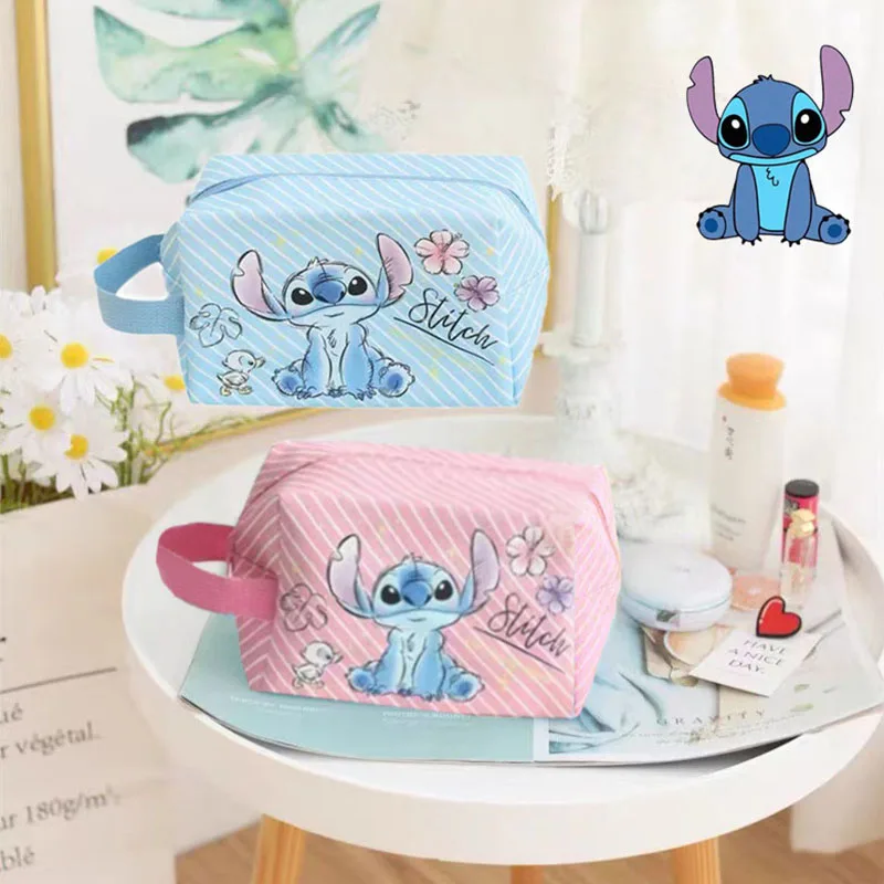 Stitch Disney Anime Lilo & Stitch Winnie The Pooh Cosmetic Bag Kawaii Stich Princess Makeup Cartoon Travel Storage Bag Girl Gift