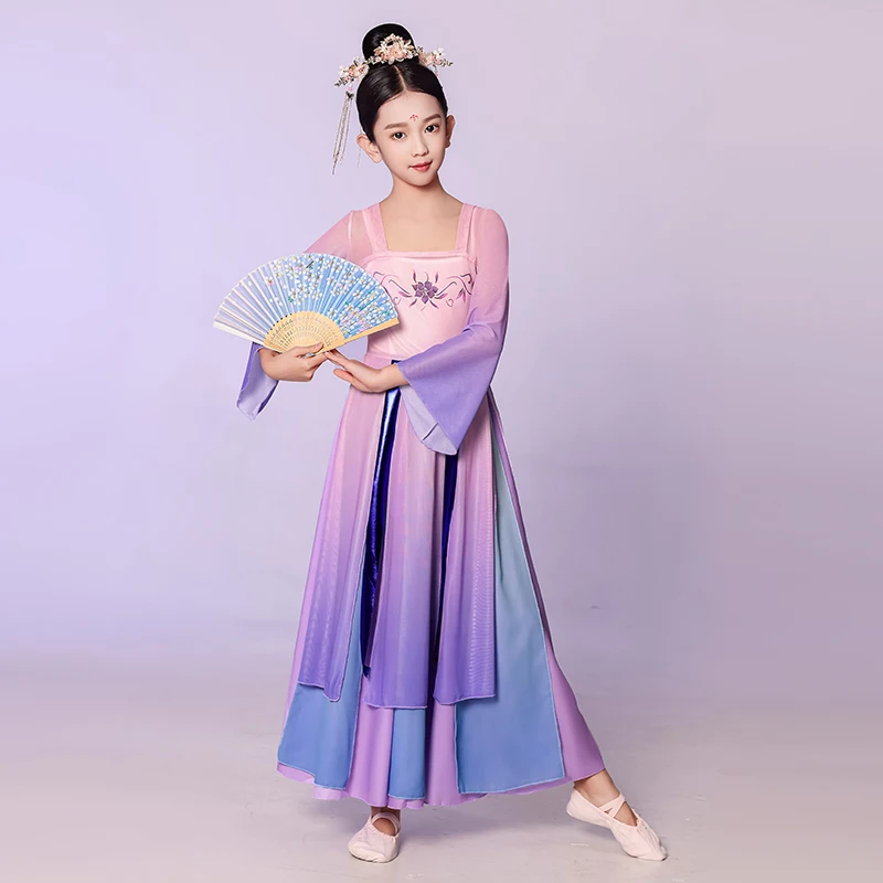 Girls' classical dance costumes elegant body rhyme gauze dress Chinese style dance dress training dress art test costumes