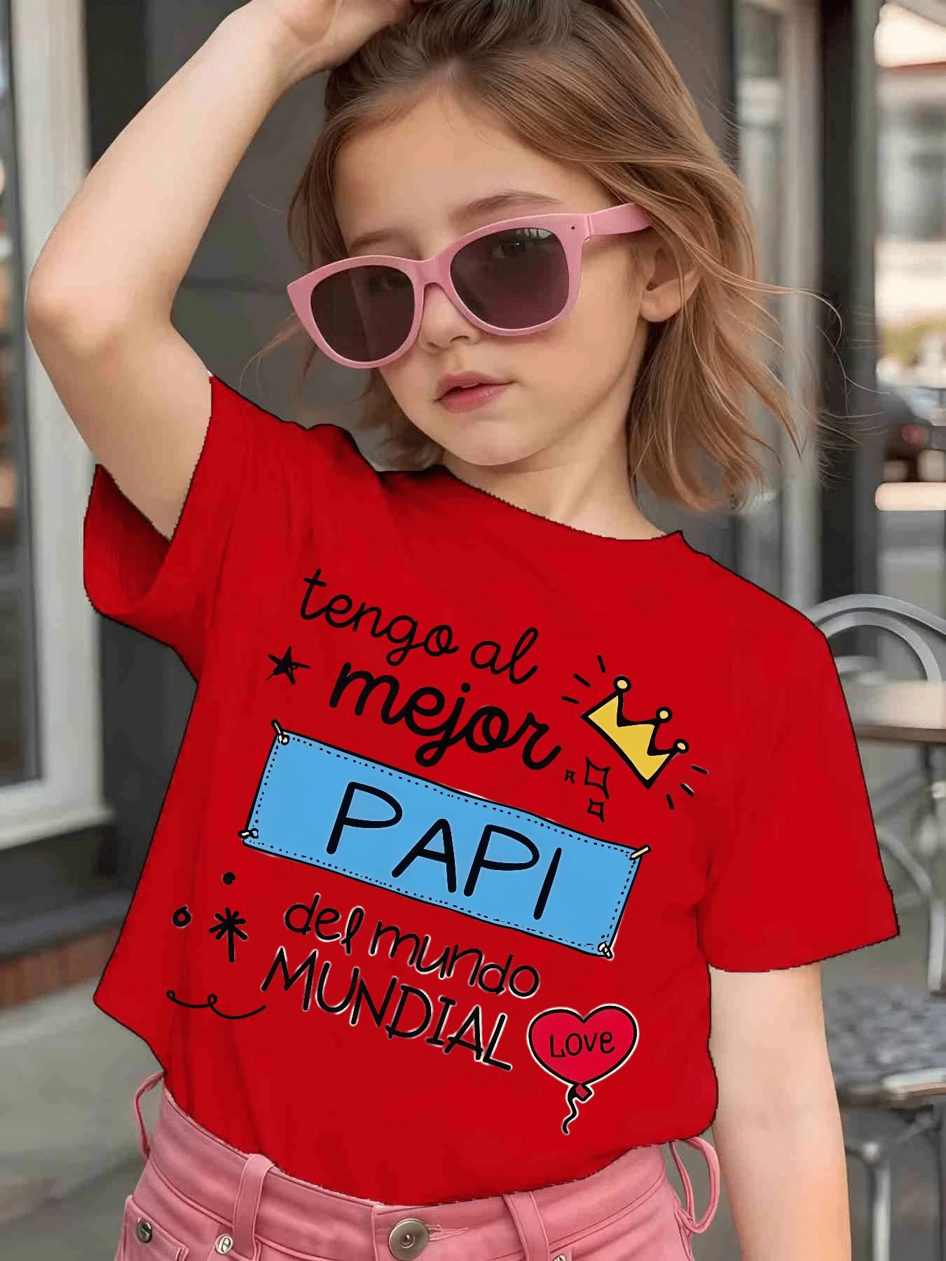 Spanish Best Dad Letter Quote Graphic Kids Tee Boys Girls Family Matching Cotton Crew Neck Short Sleeve Soft Casual Summer Tee