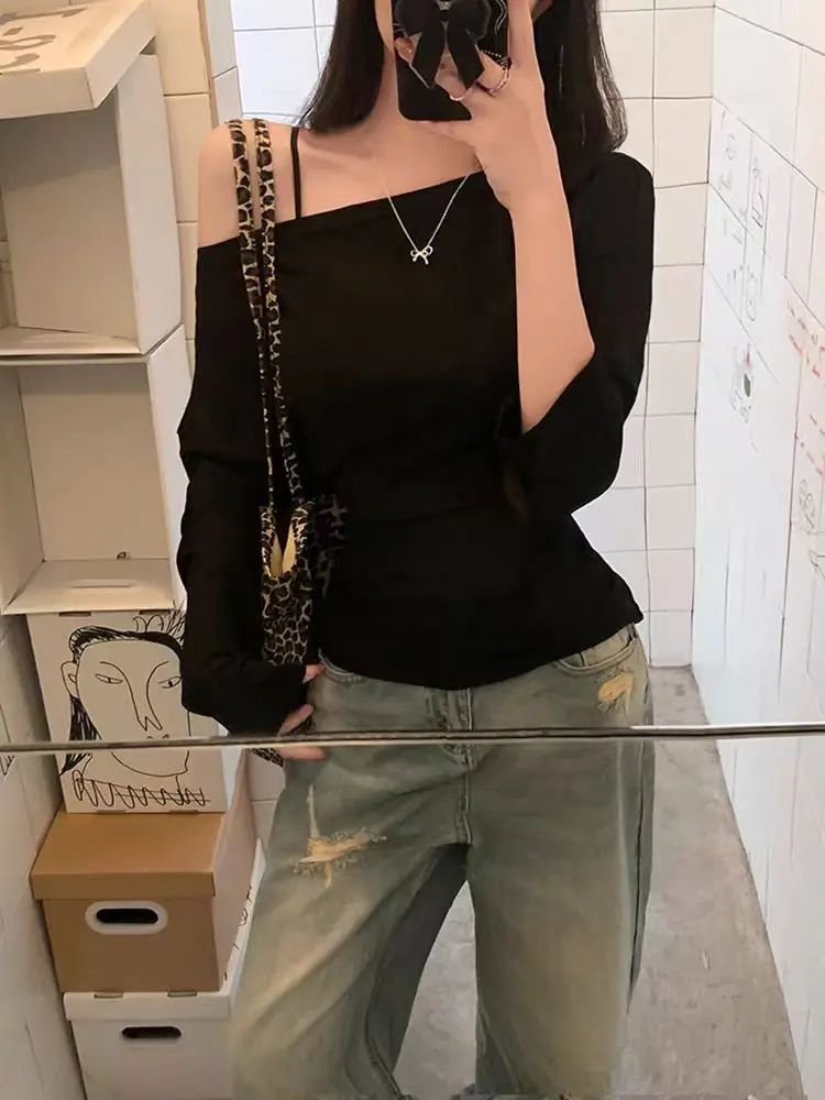 Sun Protection Loose Fit oulder Bared Long Sve T irt Women Summer Thin Sle Casual Waist Cinching Slimming Top