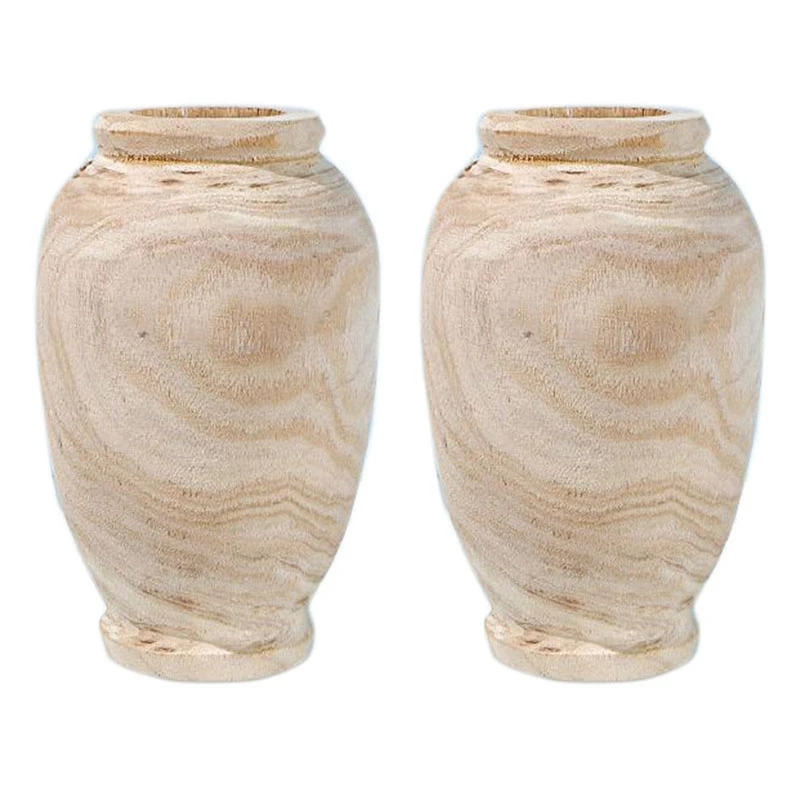 

2X Wooden Vase Decoration Living Room Table Solid Wood Ware Flower Bottle Ornament Home Decoration