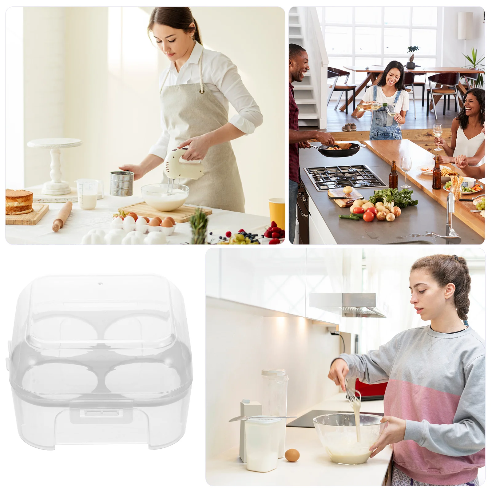 

3Pcs 4 Lattices Egg Organizer Clear Plastic Box Stackable Refrigerator Storage for 4 Eggs Egg Storage Container