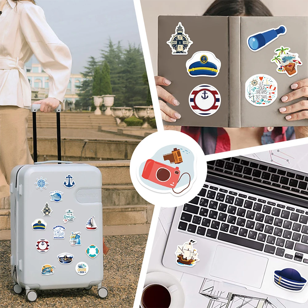 10/30/62 sztuk Cartoon żeglarstwo naklejki podróżne żeglarstwo Graffiti naklejka na notebooka bagaż Laptop telefon fajne naklejki winylowe zabawki