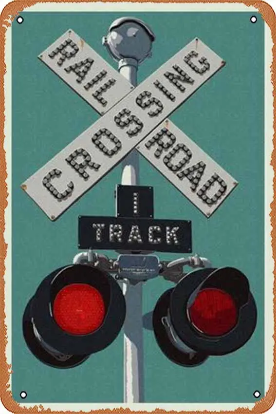 Retro Metall Blechschilder Railroad Crossing Home Bar Shop Dekorationen Kaffee Vintage Schild Geschenk