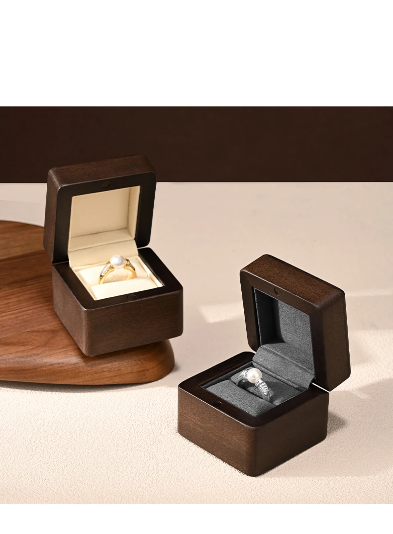 Oirlv Hochwertige Massivholz-Ringaufbewahrungsbox Tragbarer Schmuck-Organizer Ring-Präsentationsbox Festliche Hochzeitsgeschenkbox Vitrine – Detail 11