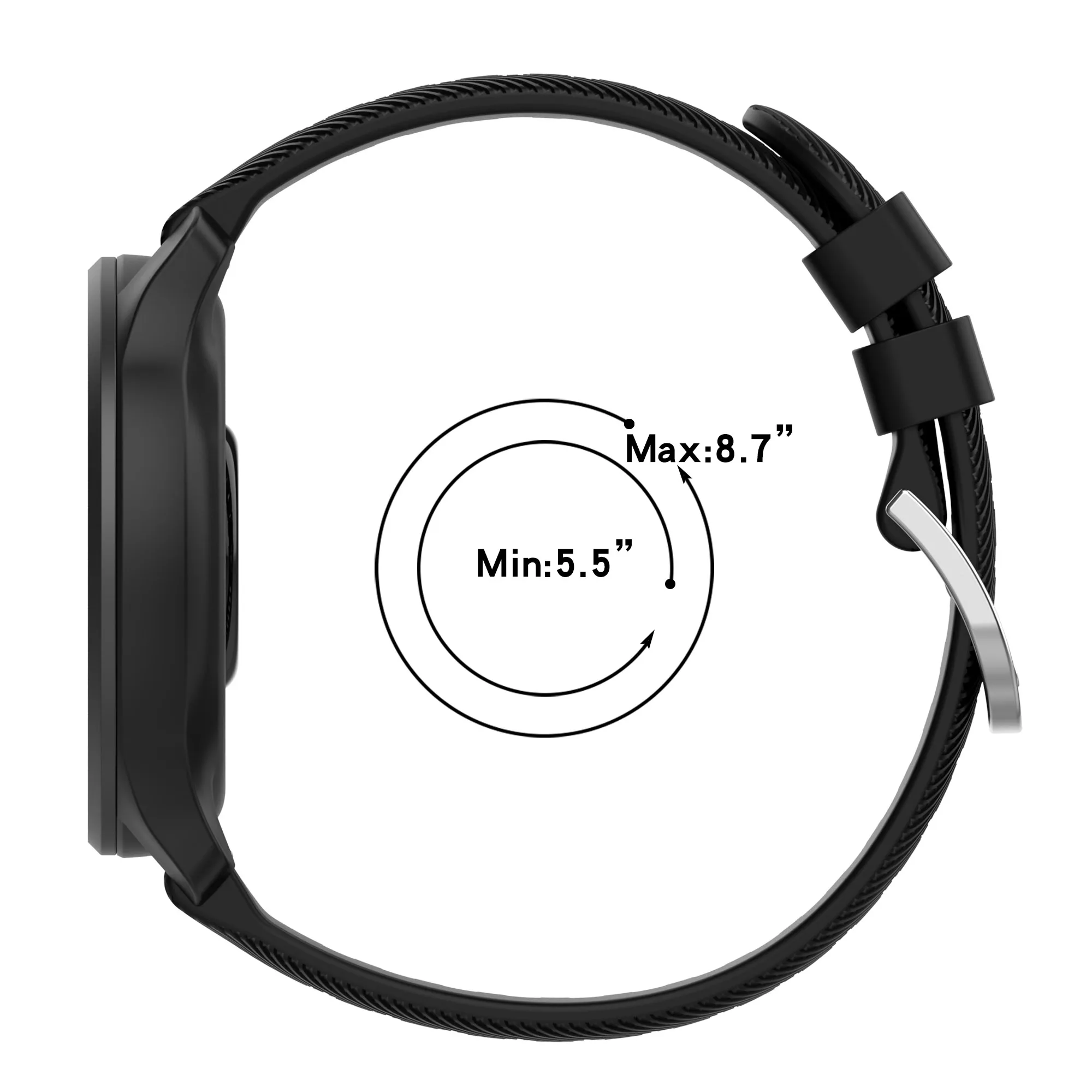 Silikonowy pasek do zegarka Garmin VivoMove Trend / Venu Sq 2 20mm, pasek zamienny w pionowe paski - czarny