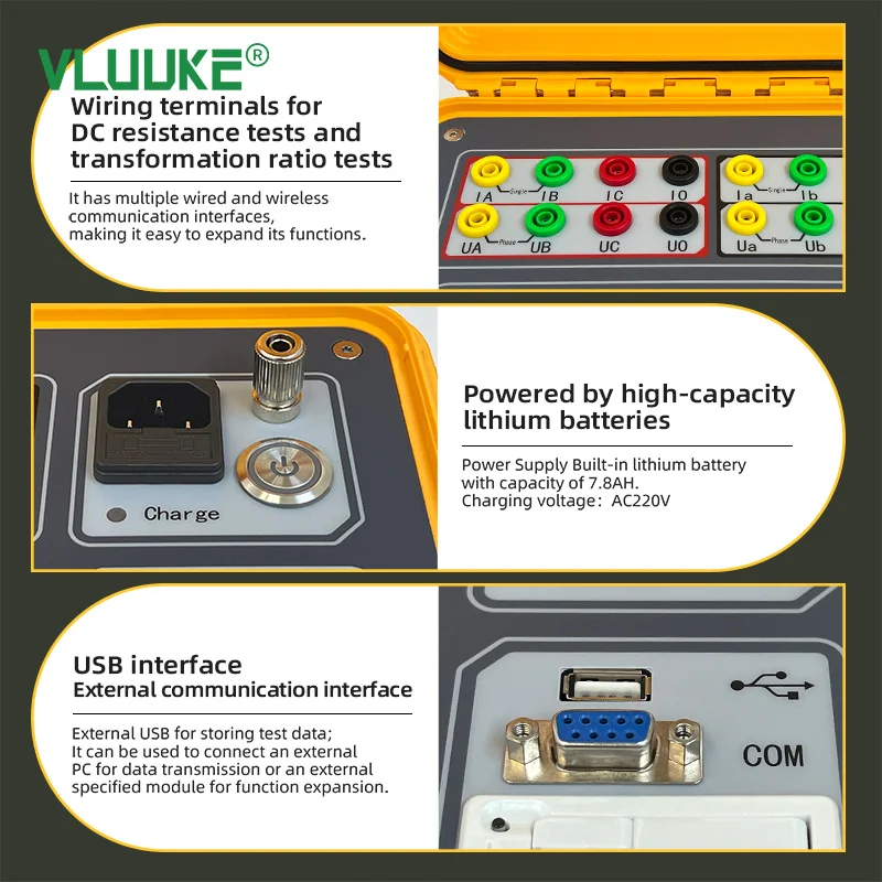 VLUUKE VK2072 testeur de résistance de rapport de rotation et d'enroulement sortie 20A compteur de résistance et de rapport cc automatique triphasé transformateur Portable