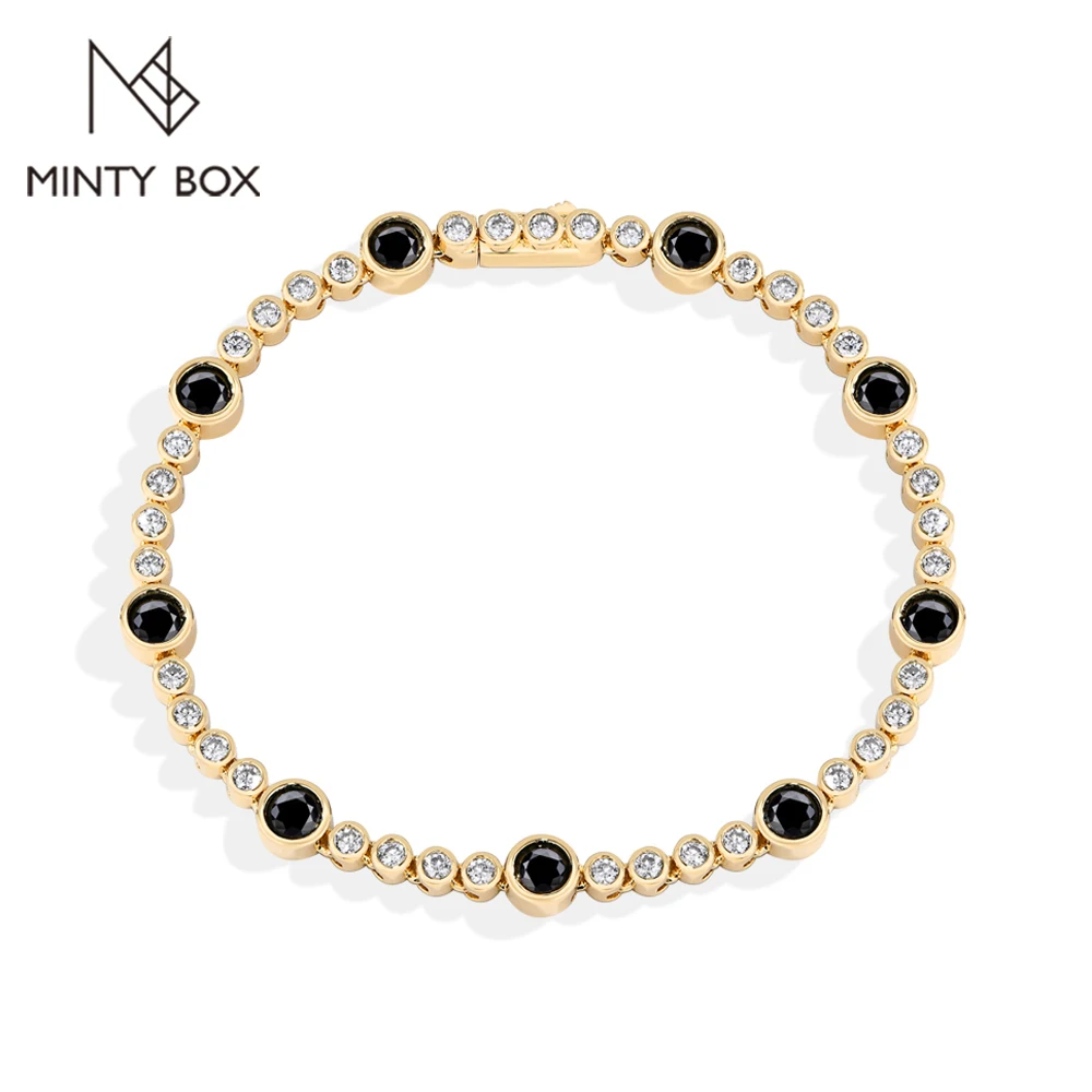 

MINTYBOX S925 Silver Tennis Black Moissanite Bracelets for Women Lab Diamond Bracelet 18k Gold Plated Wedding Jewelry Gift