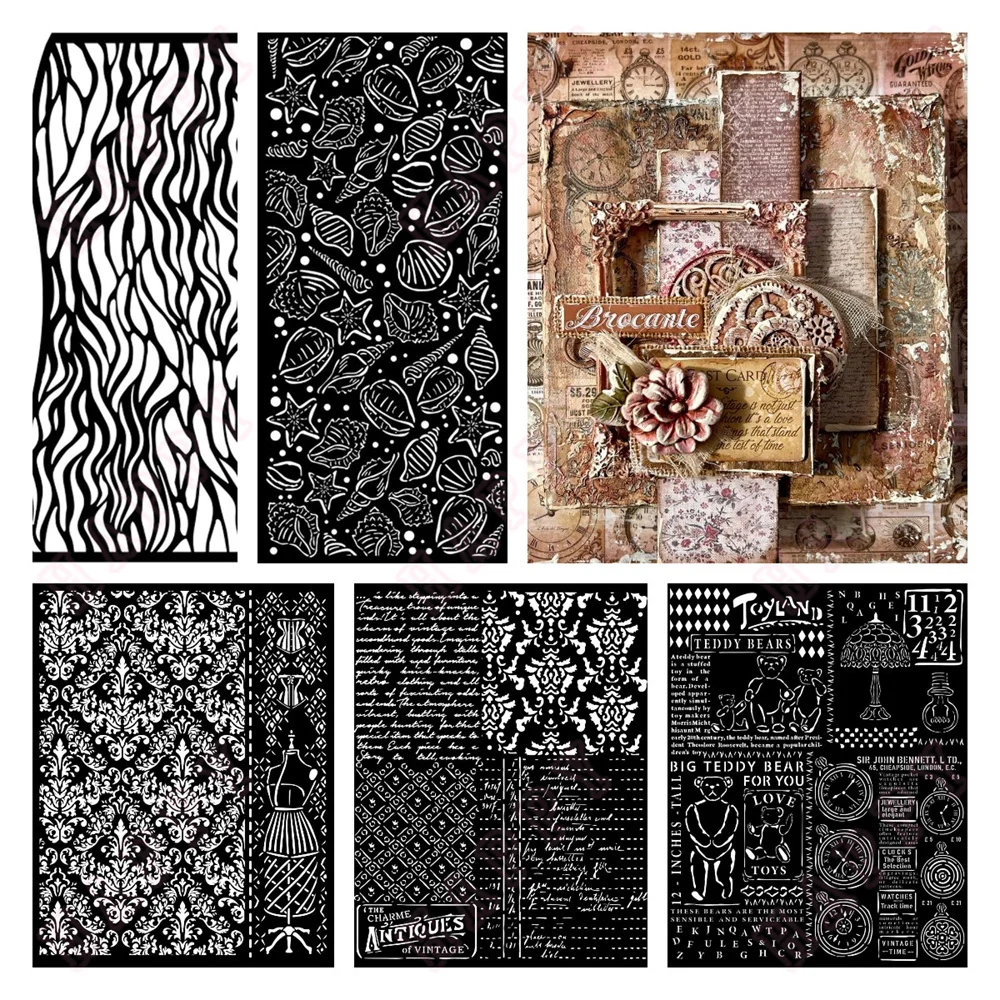 Antiques Mixed Patterns DIY Layering Stencils Graphics Painting Scrapbooking  Album Embossed Template Teddy Bear palace New 2024